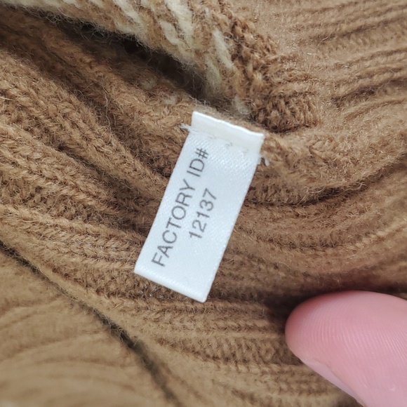 Express Lambswool Sweater Crewneck Tan Herringbone Print Thick Warm Mens XL - Picture 7 of 10